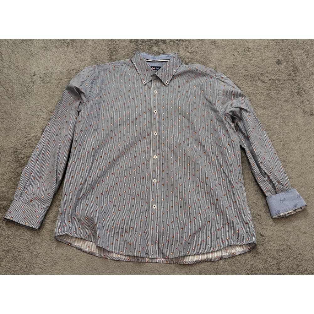 Charleston Threads Mens XL Nautical Signal Flag Print Cotton Button Up Shirt